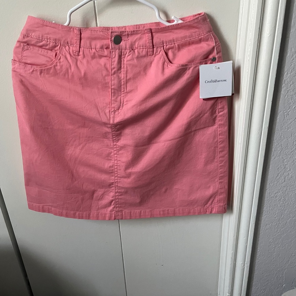 Croft & Barrow Pink Stretch‎ Skirt Denim Style Pockets Casual Career Size 4